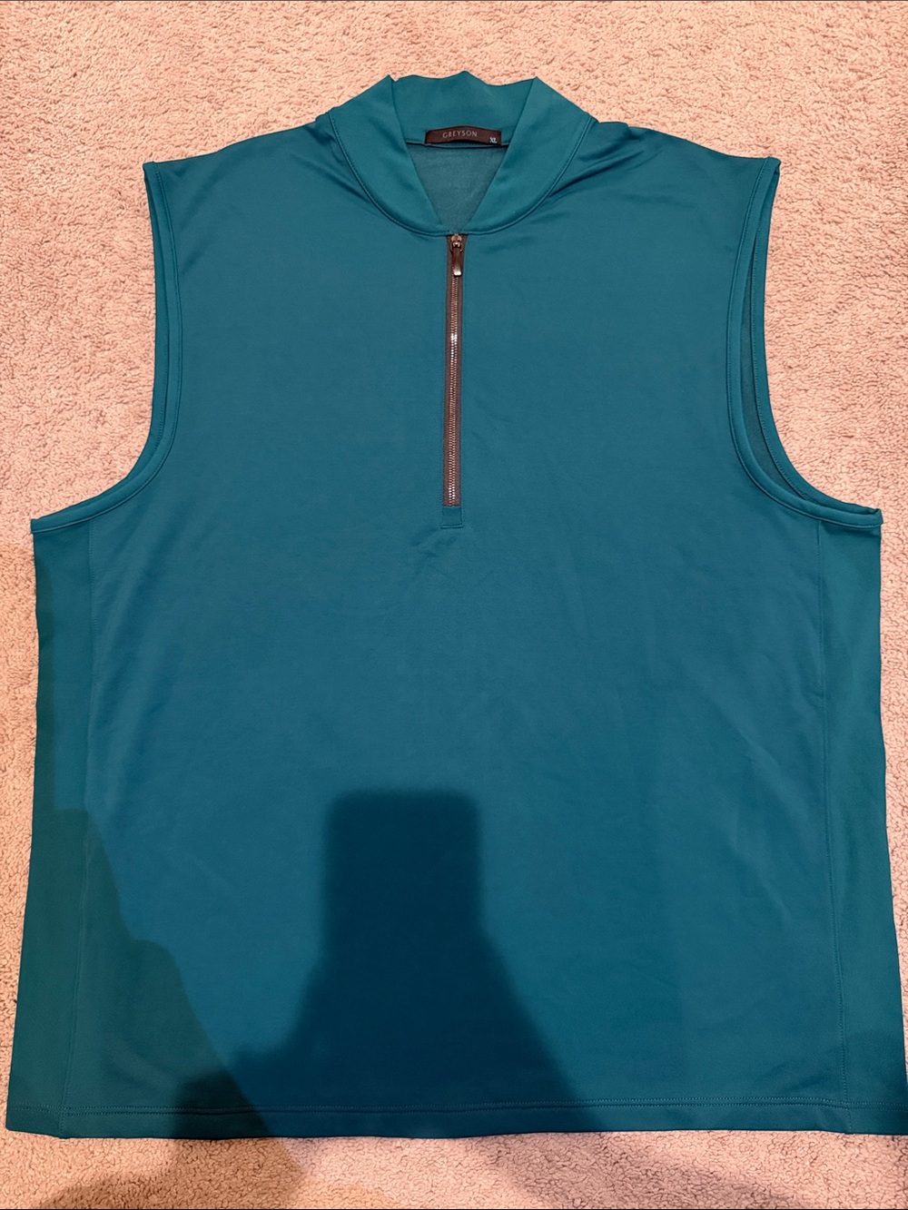 Greyson Men's Teal Sleeveless Zip Mock Polo